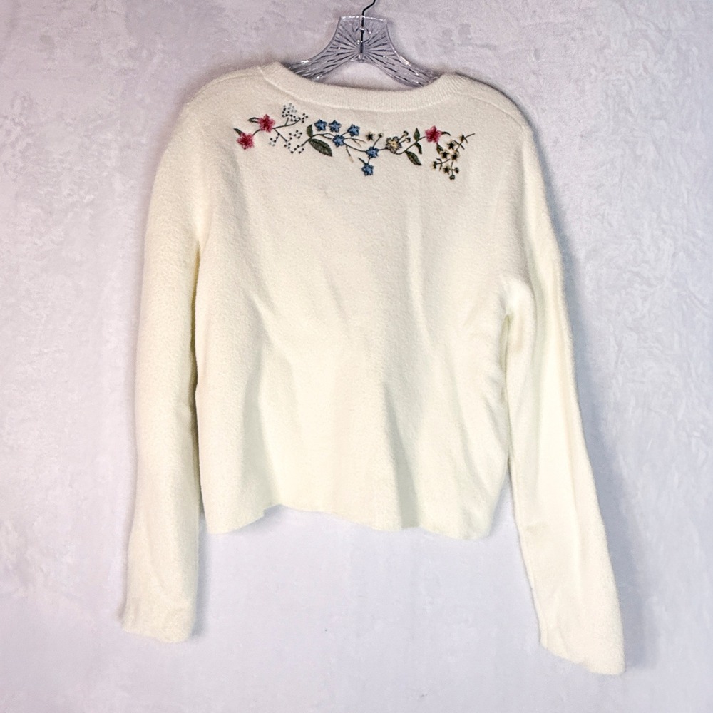 NWT Anthropologie NVLT Button Front Embroidered Knit Lady Jacket Ivory M - Picture 3 of 13